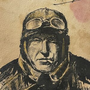 Charles Nungesser (1892–1927) autographe et Portrait à l’encre par Carbi signé