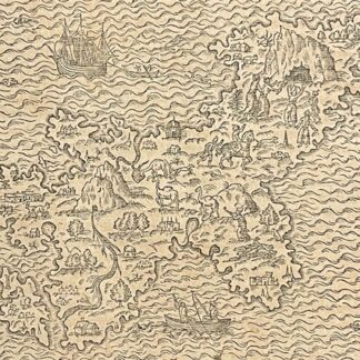 1575 Woodcut Map of Euboea Negroponte Greece after André Thevet (1504-1592)
