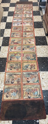 Birmanie manuscrit Parabaik 64 scènes peintes XIXe siècle Livre accordéon