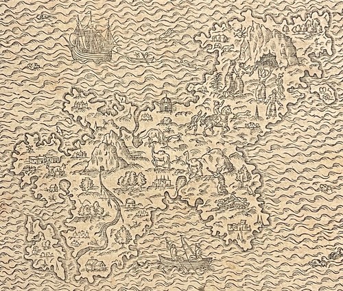 Grèce Négroponte île grecque d'Eubée en 1575 d'après André Thevet (1504-1592)