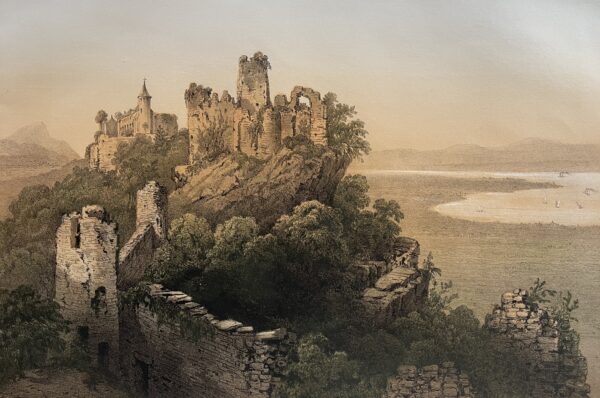 Thonon Allinges Castle Ruins French Alps Haute-Savoie Lithograph French 1864