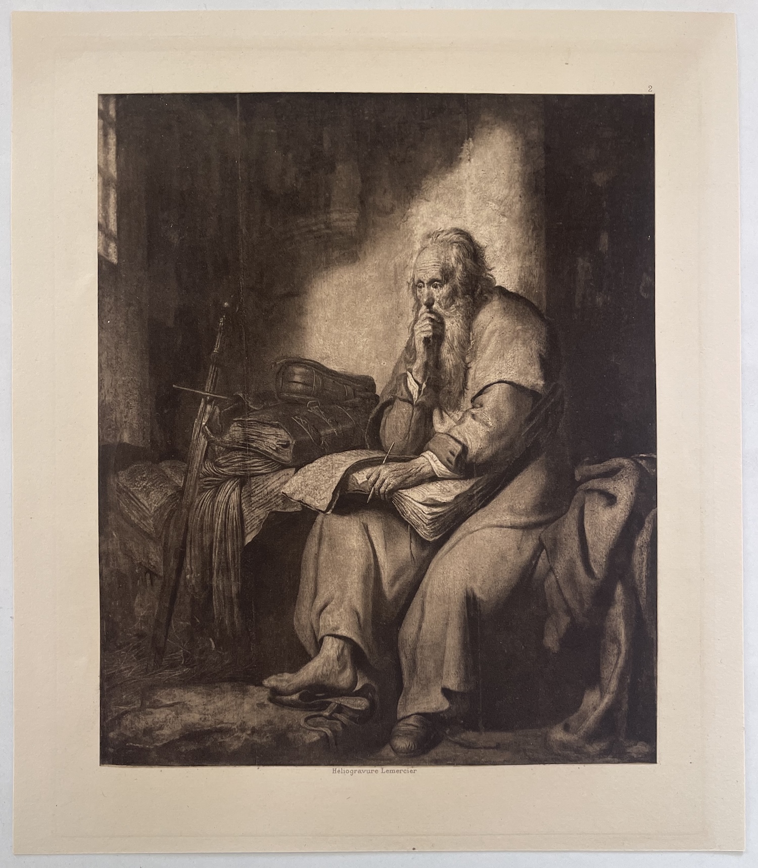 Rembrandt Saint Paul en prison Héliogravure 1898 XIXe