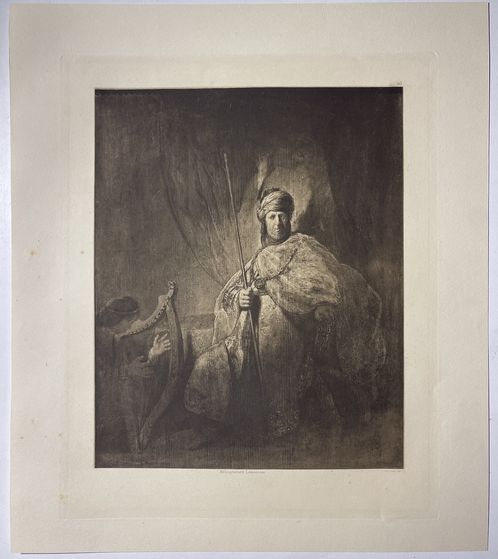 Après Rembrandt David jouant de la harpe devant Saül Héliogravure Lemercier 1898 – Image 3