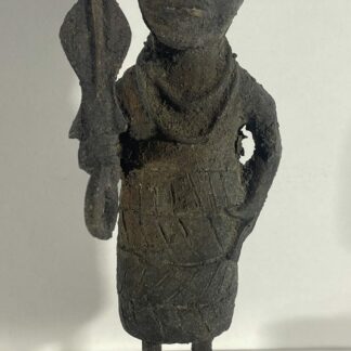 Benin Edo Style Bronze Warrior Figure Late 20th Century African Sculpture