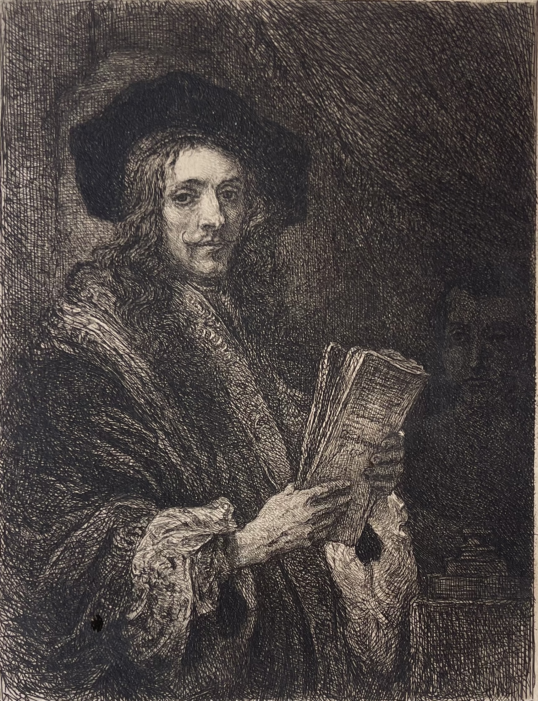 Rembrandt portrait d'homme gravé par Unger vers 1875