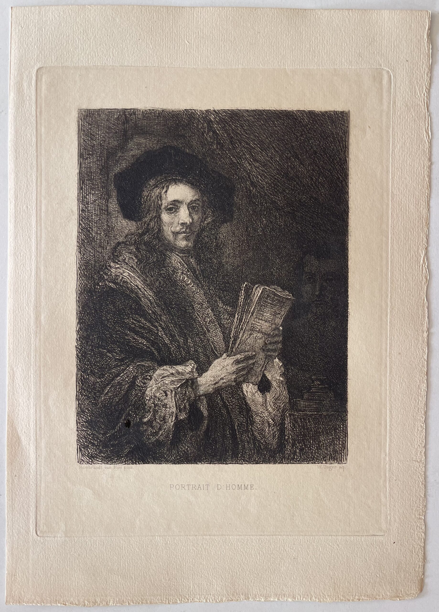 Rembrandt portrait d'homme gravé par Unger vers 1875 – Image 2