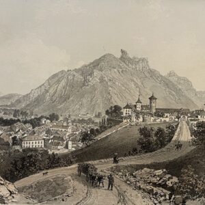 Faverges Haute Savoie 1860 Lithograph Felix Benoist Alps Antique Print