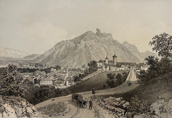 Faverges Haute Savoie 1860 Lithograph Felix Benoist Alps Antique Print