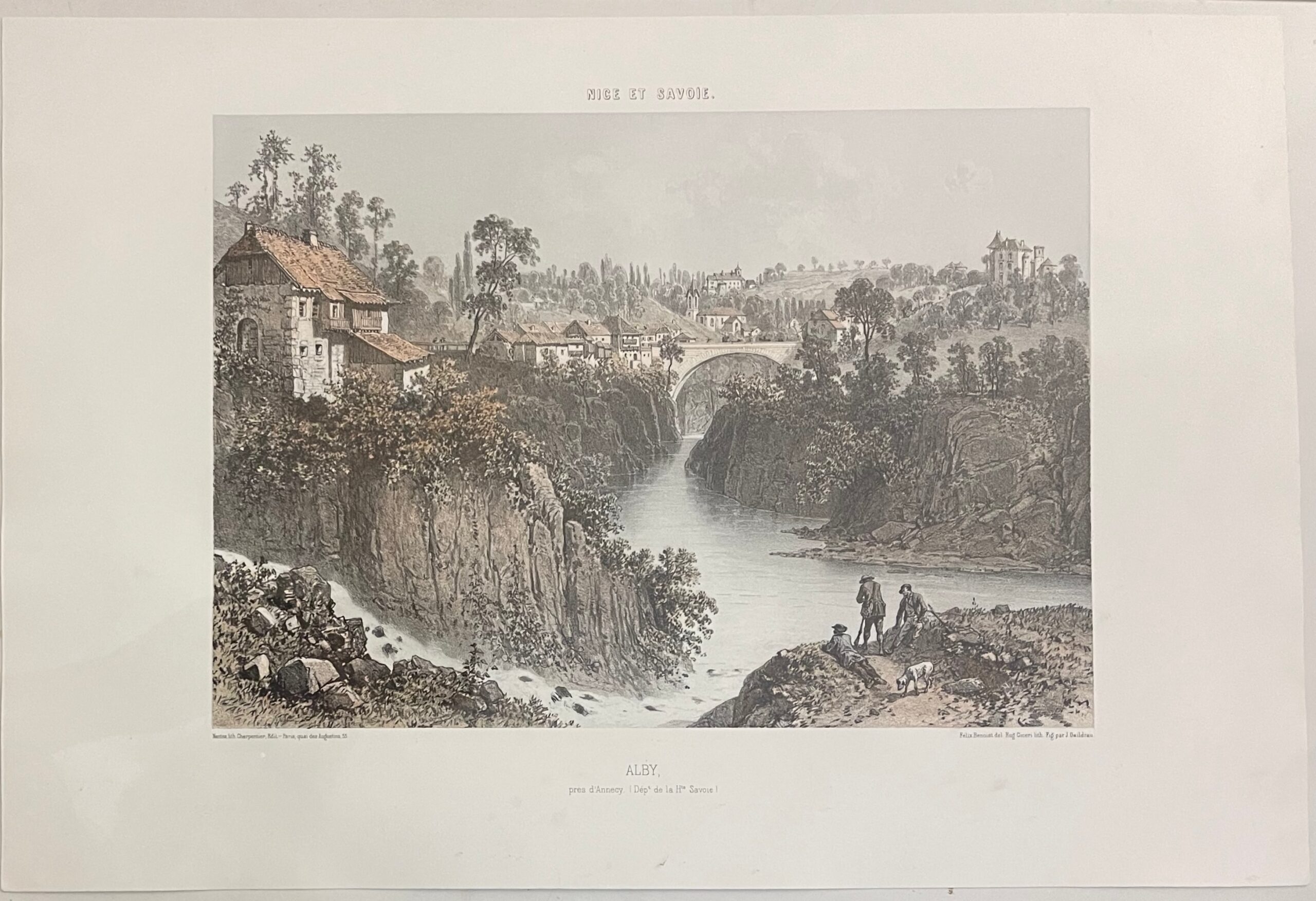 Alby-sur-Chéran Haute-Savoie France 1864 Antique Lithograph Félix Benoist Alps – Image 2