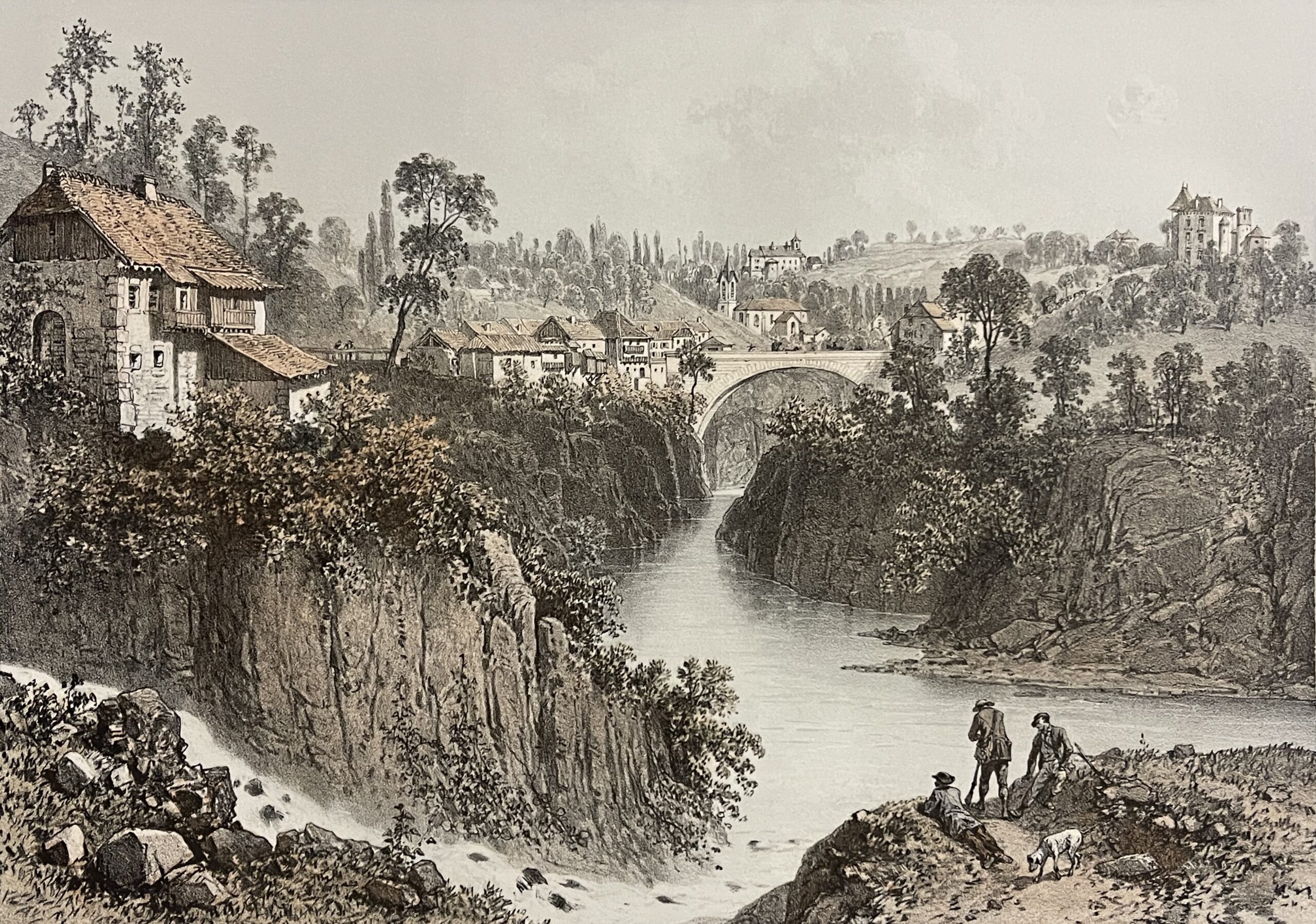 Alby-sur-Chéran Haute-Savoie France 1864 Antique Lithograph Félix Benoist Alps