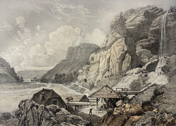 Thônes Cascade and Cave of La Balme-de-Thuy Haute-Savoie France 1864 Antique