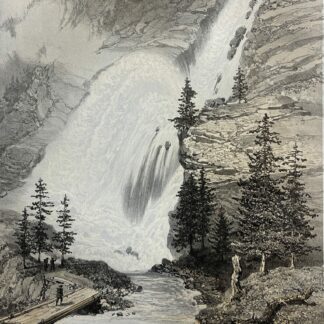 Sixt Haute-Savoie France cascade du Rouget lithographie ancienne vers 1864