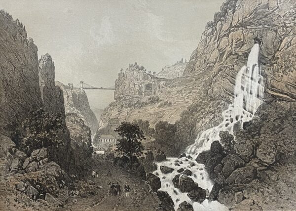 Cruseilles Bridge La Caille Haute-Savoie Antique Suspension French Alps c 1864