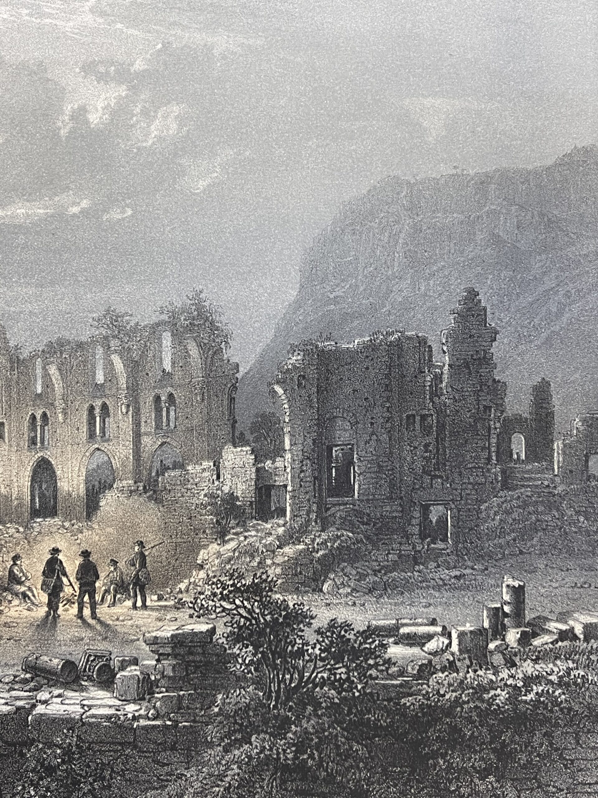 Antique 1864 Aulps Abbey Ruins Lithograph Haute Savoie France Alpine – Image 4