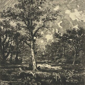 Jules Dupré c1875 The Old Oak Barbizon Landscape Drypoint by Greux