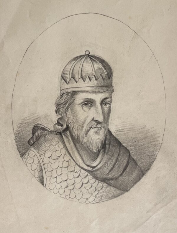 Louis III Anjou roi titulaire de Naples Sicile Provence Jérusalem Dessin XIX