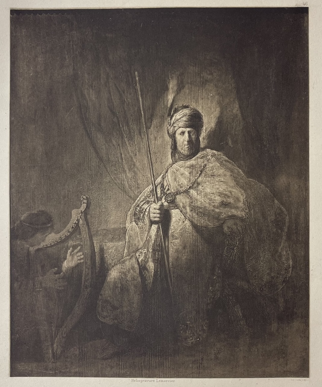 Après Rembrandt David jouant de la harpe devant Saül Héliogravure Lemercier 1898