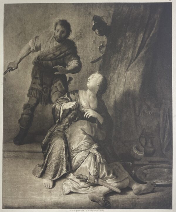 Après Rembrandt Samson et Dalila Héliogravure 1898 gravure ancienne biblique