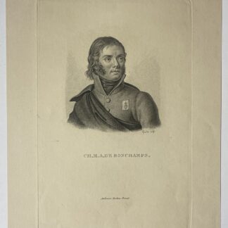 Charles de Bonchamps c1835 French Royalist General Antique Portrait Engraving