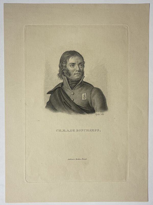 Charles de Bonchamps (1760-1793) Général Royaliste Chouan Gravure vers 1835