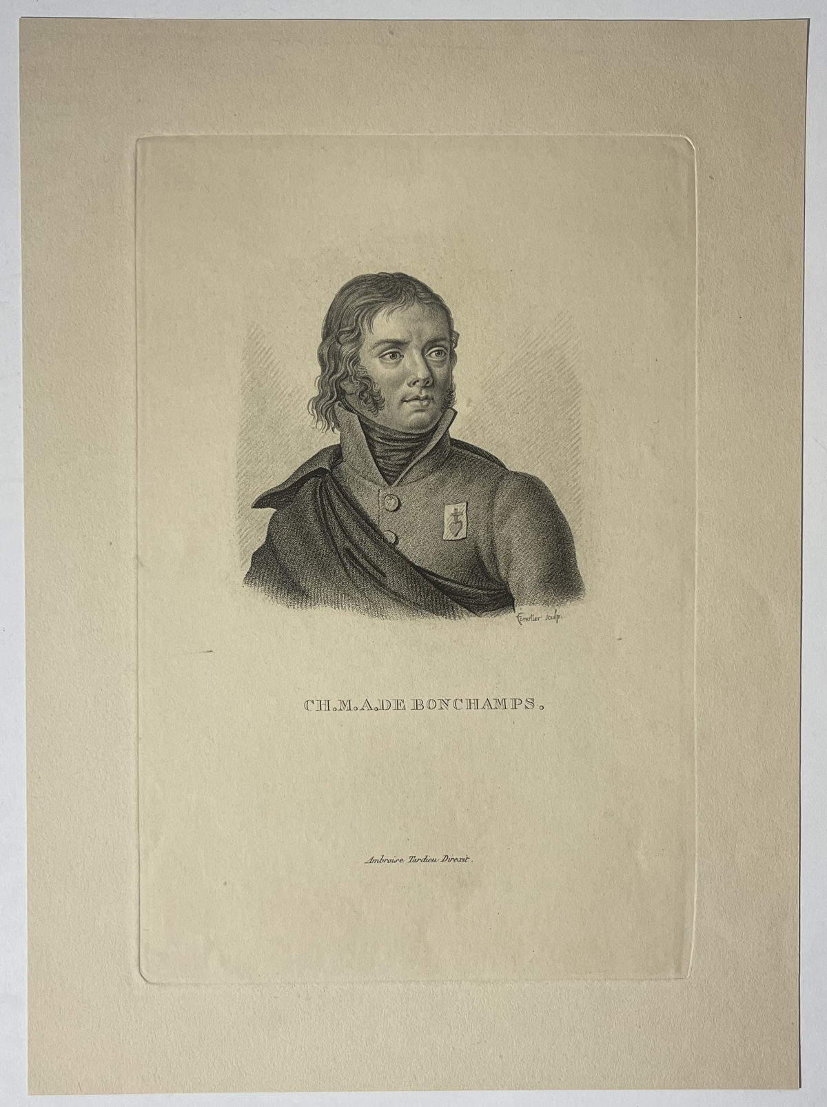 Charles de Bonchamps (1760-1793) Général Royaliste Chouan Gravure vers 1835