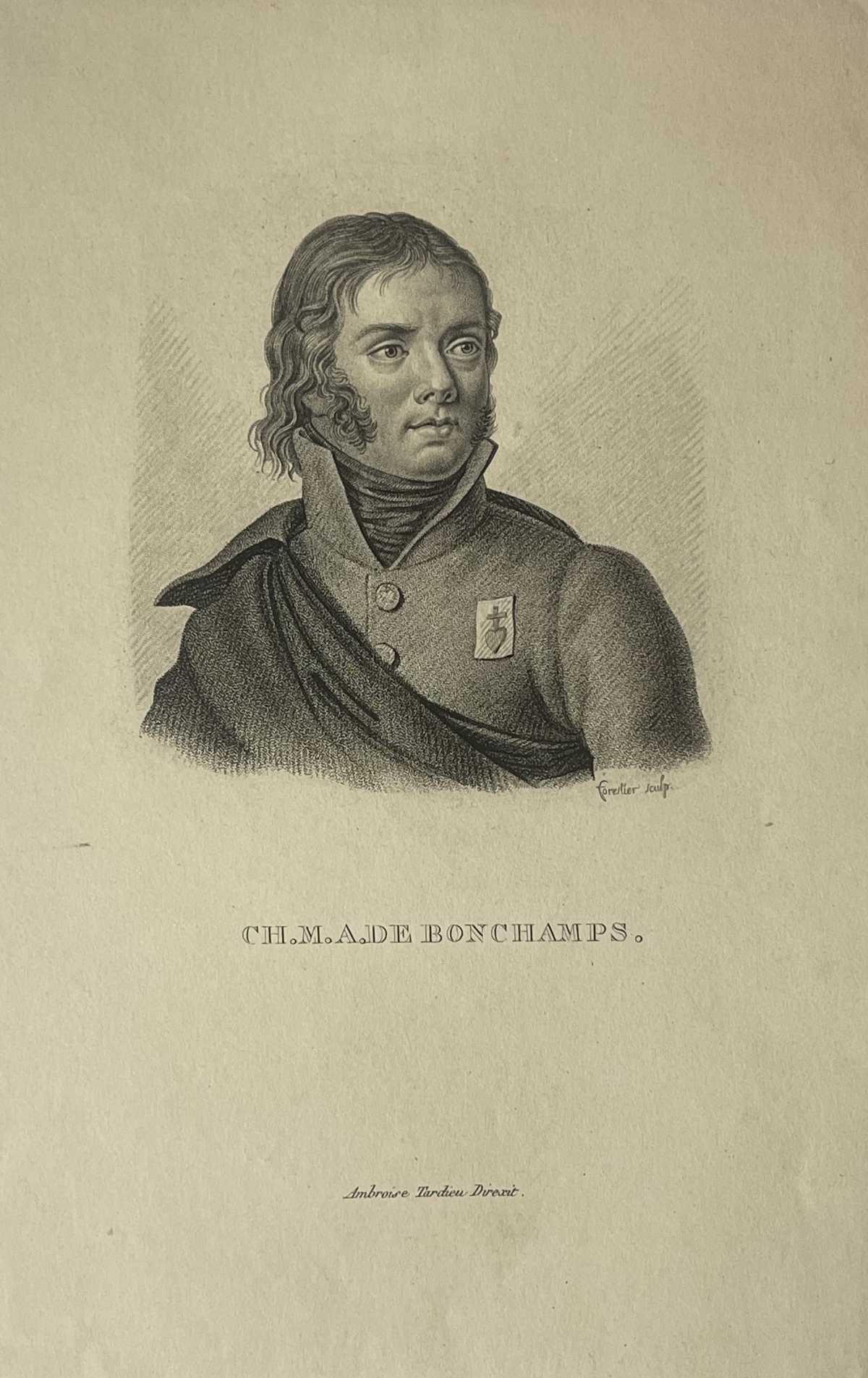 Charles de Bonchamps (1760-1793) Général Royaliste Chouan Gravure vers 1835 – Image 2