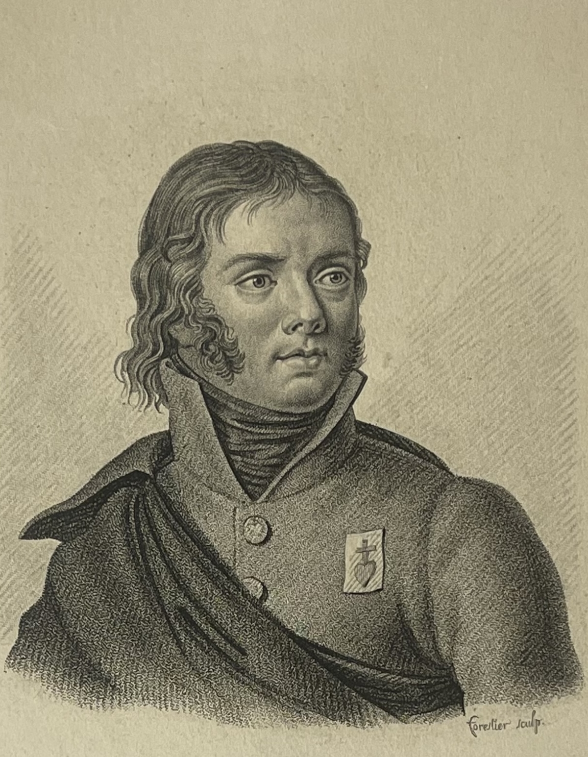Charles de Bonchamps (1760-1793) Général Royaliste Chouan Gravure vers 1835 – Image 3