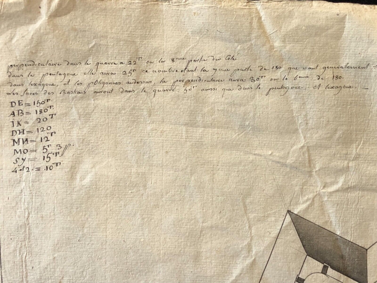 Plan ancien de fortification bastionnée dans le goût de Vauban XVIIe – Image 5