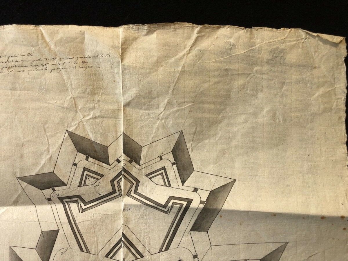 Plan ancien de fortification bastionnée dans le goût de Vauban XVIIe – Image 6