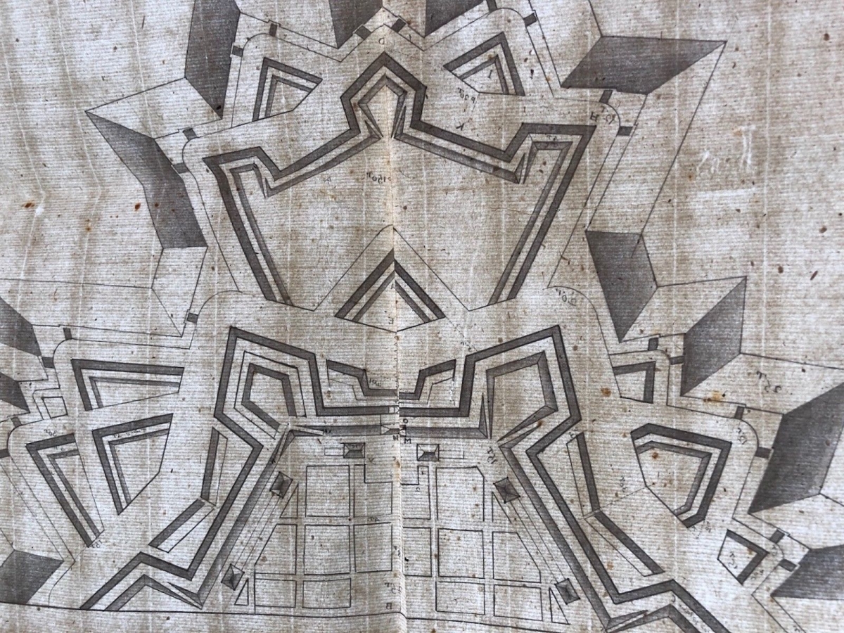 Plan ancien de fortification bastionnée dans le goût de Vauban XVIIe – Image 7