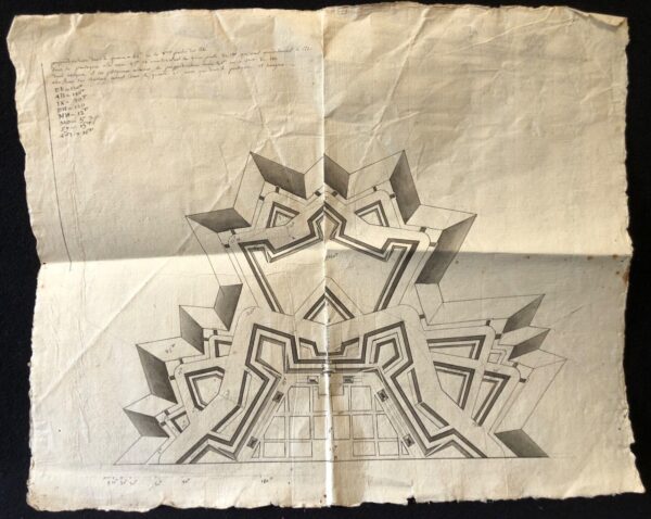 Plan ancien de fortification bastionnée dans le goût de Vauban XVIIe