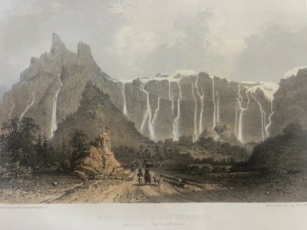SIXT Haute-Savoie LE FER-A-CHEVAL ET LE MONT TENNEVERGES 1864 Lithographie
