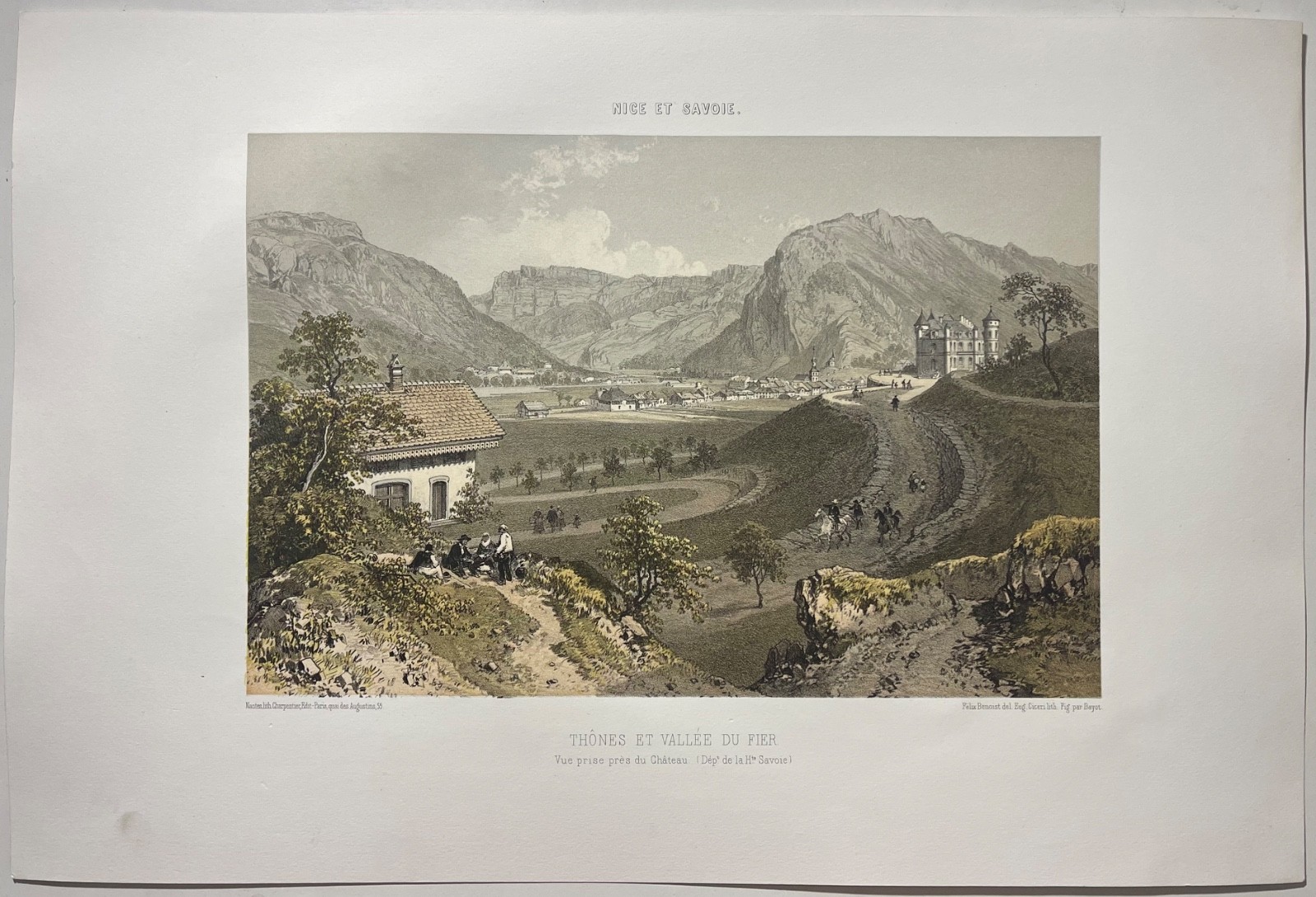Thône et vallée du Fier Haute-Savoie lithographie de 1864 d'après Félix Benoist – Image 2