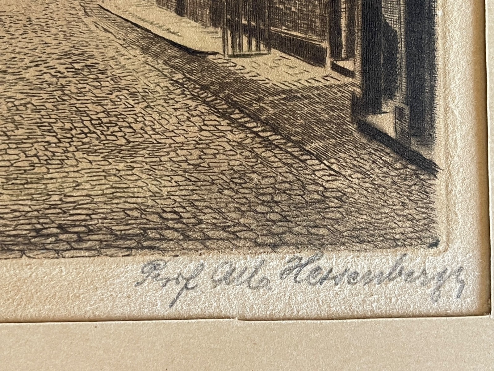 Delft Le Moulin Vert moulin pointe sèche signée Alb Hessenberg Pays-Bas c 1930 – Image 3