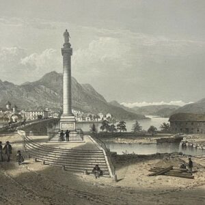 Bonneville et Vallee de l'Arve Haute-Savoie lithographie de 1864 Alpes France