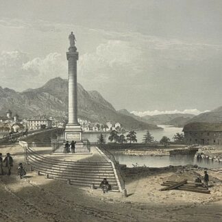 Bonneville et Vallee de l'Arve Haute-Savoie lithographie de 1864 Alpes France