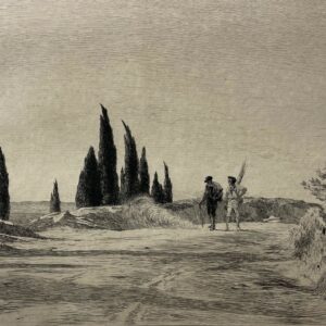 Deux vanniers dans la campagne de Provence pointe sèche de Burnand 1884 France