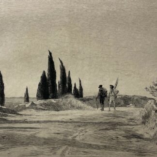 Deux vanniers dans la campagne de Provence pointe sèche de Burnand 1884 France
