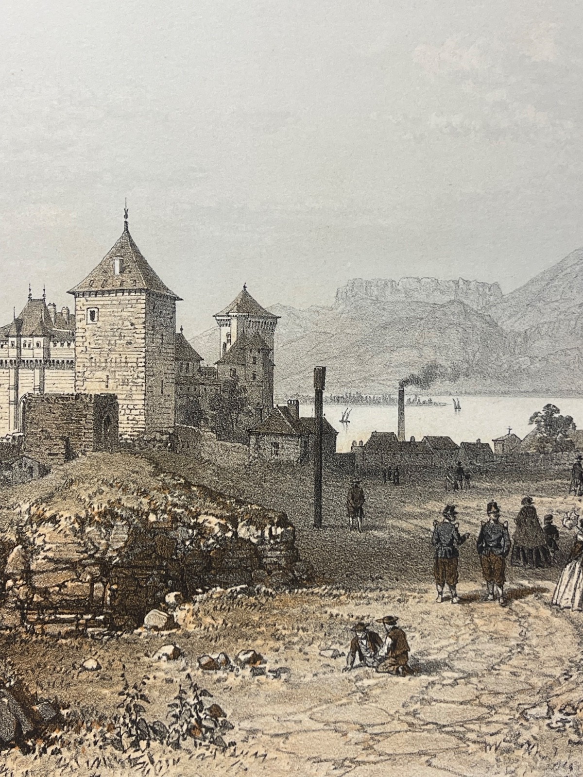 Annecy le château de Haute-Savoie lithographie de 1864 Alpes France Benoist – Image 4