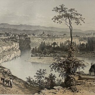 Rumilly Haute-Savoie vue Générale 1864 Lithographie Félix Benoist Alpes France