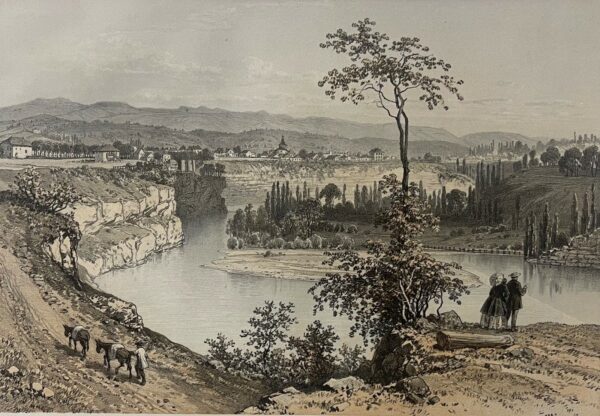 Rumilly Haute-Savoie vue Générale 1864 Lithographie Félix Benoist Alpes France