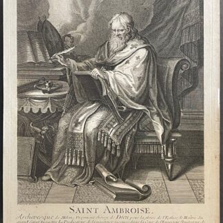 Saint Ambroise évêque de Milan (339-397) Gravure ancienne vers 1710