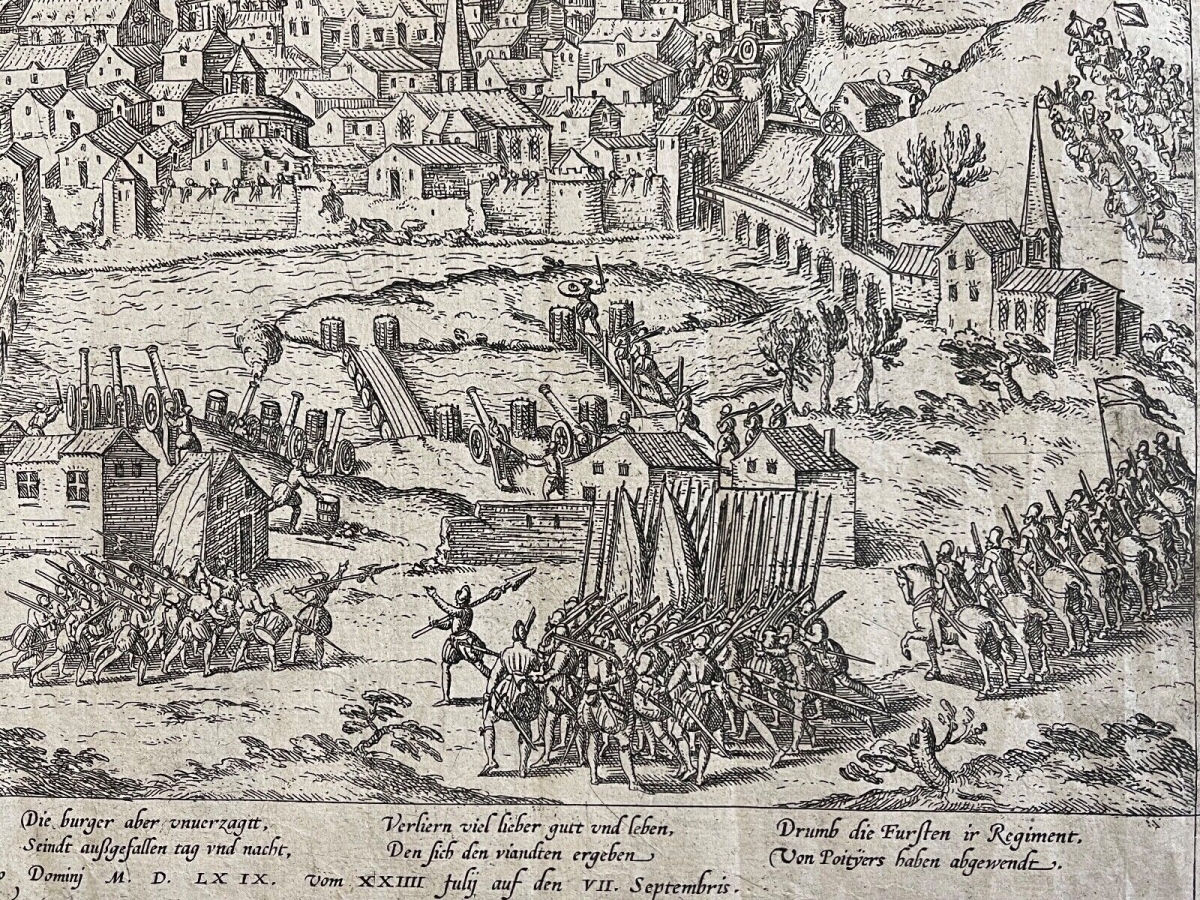 Siège Poitiers 1569 guerre protestant catholique Frans Hogenberg vers 1580 XVIe – Image 9