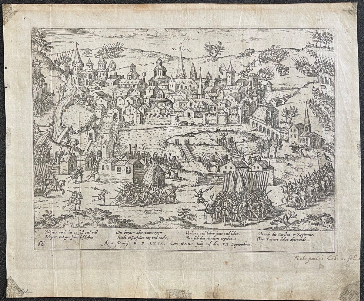 Siège Poitiers 1569 guerre protestant catholique Frans Hogenberg vers 1580 XVIe – Image 10