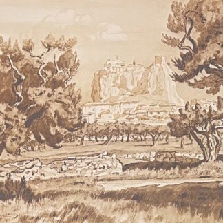 Vitrolles le château Bouches-du-Rhône gravure vers 1942 Provence France