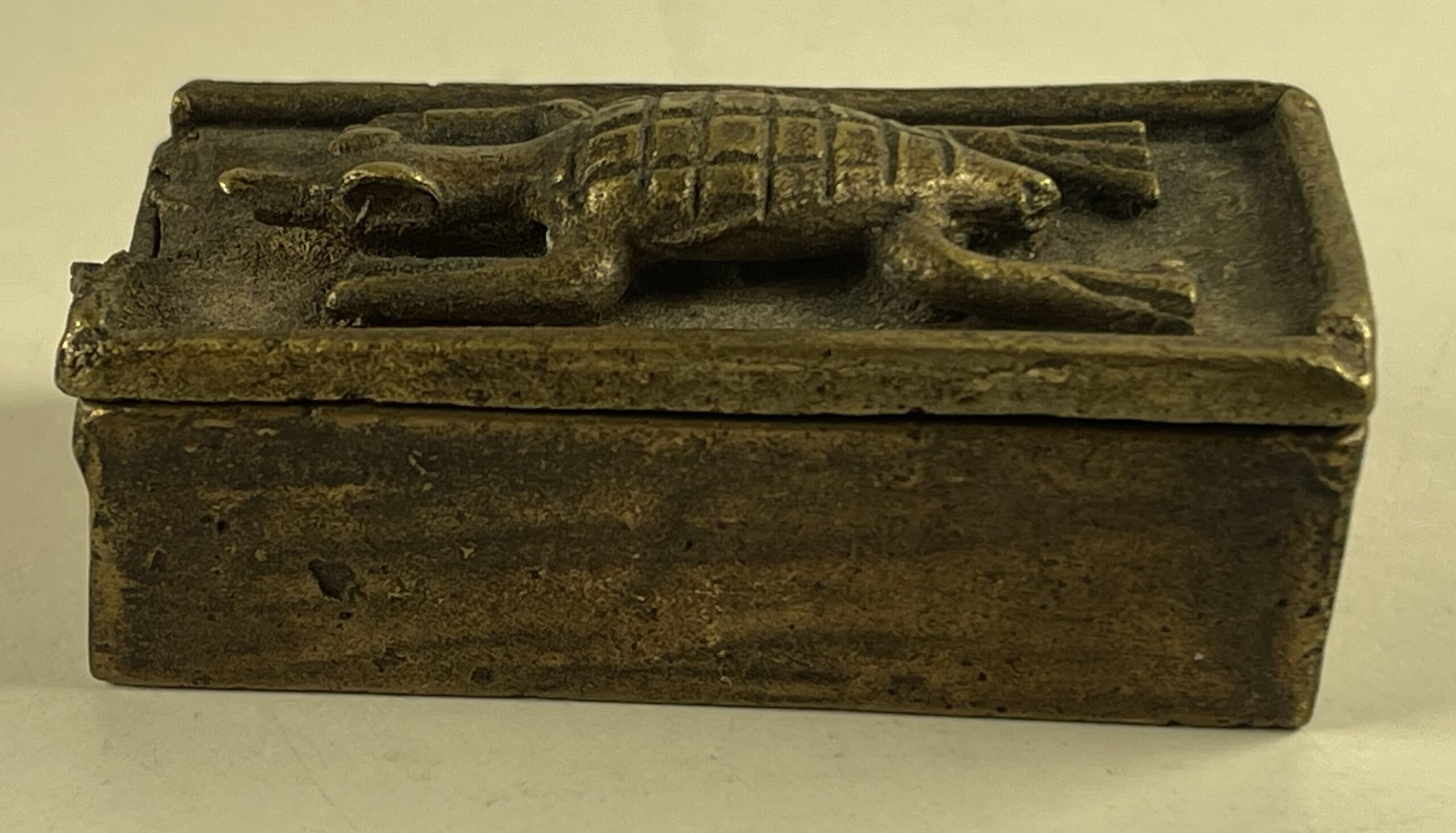 African Akan Style Bronze Gold Weight Box Crocodile Ghana Ashanti Tribal – Image 6