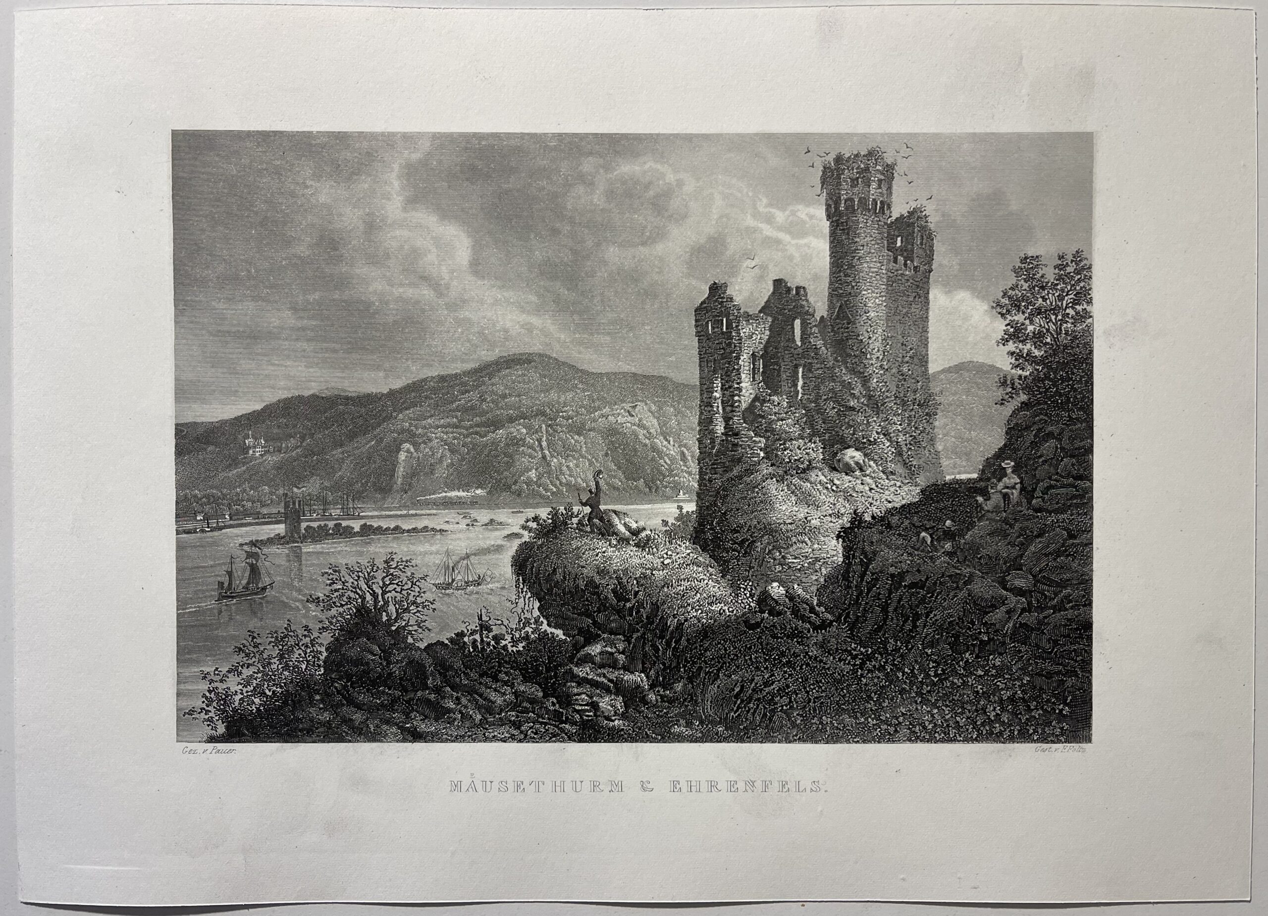Allemagne Mäuseturm et Ehrenfels Nordrhein-Westfalen Deutschland 1880 Rhin – Image 5