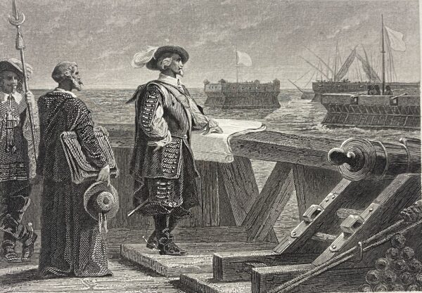 Richelieu devant La Rochelle 1628 gravure de Colin c 1830