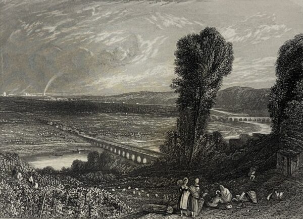 Paris W Turner Pont de Saint-Cloud et Sèvres France graveur Radclyffe C 1833