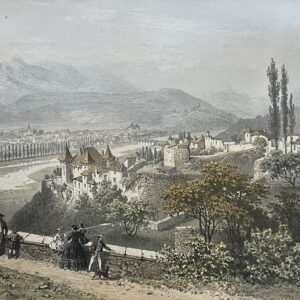 ALBERTVILLE & CONFLANS Savoie Antique Lithograph 1864 Félix Benoist French Alps